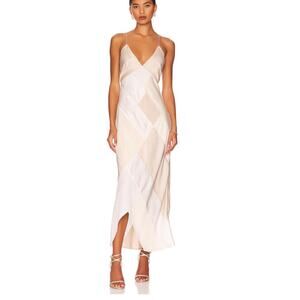 ANNA OCTOBER Cream Neutral Patchwork Maxi Dress